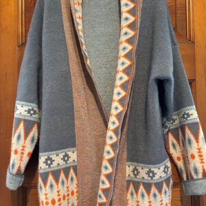 BOHO AZTEC CARDIGAN COAT SWEATER Out of Stock Size L